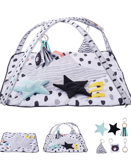 Load image into Gallery viewer, Baby Play Gym Mat Tummy Time Activity Mat with 6 Sensory Toys 34.4" x 34.4"
