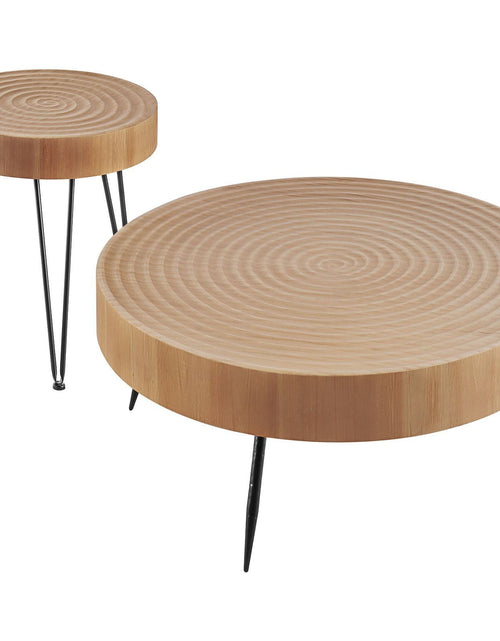 Load image into Gallery viewer, 2 Pieces Round Coffee Table Set 31.3 in with 1 End Table for Living Room
