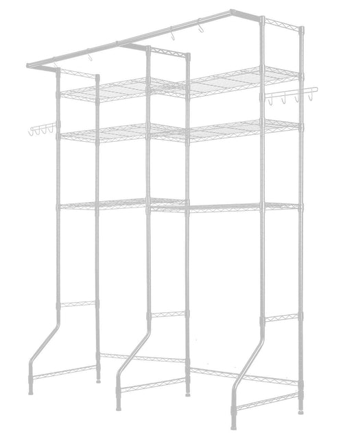 Load image into Gallery viewer, Over The Washer and Dryer Storage Shelf, 6 Tier Laundry Room Drying Rack with Hanger Rod and Hooks, Adjustable Over Washer and Dryer Shelves, Laundry Room Shelf Storage Space Saver, White
