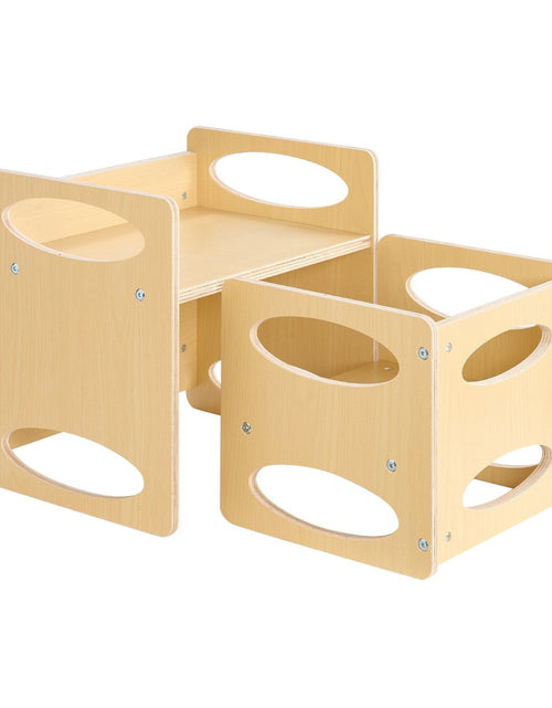 Load image into Gallery viewer, Montessori Weaning Table and Chair Set, Wooden Toddler Table and Chair Set for Aged 1-5, Adjustable Height Kids Montessori Chair and Activity Table, Ideal for Reading, Eating, Playing - Natural
