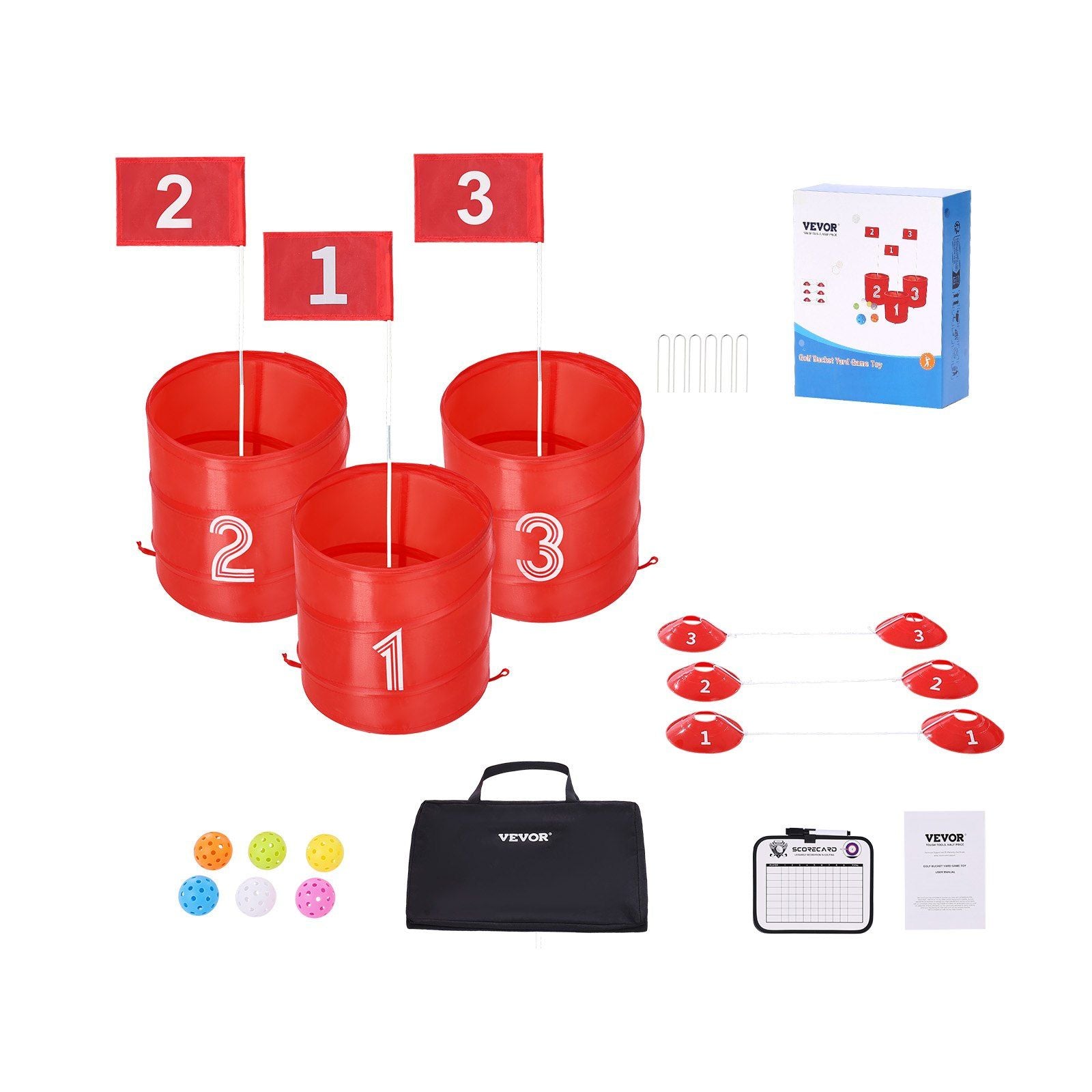 Backyard Golf Game 3 Hole Portable Outdoor Bucket Golf Game for Kids and Adults