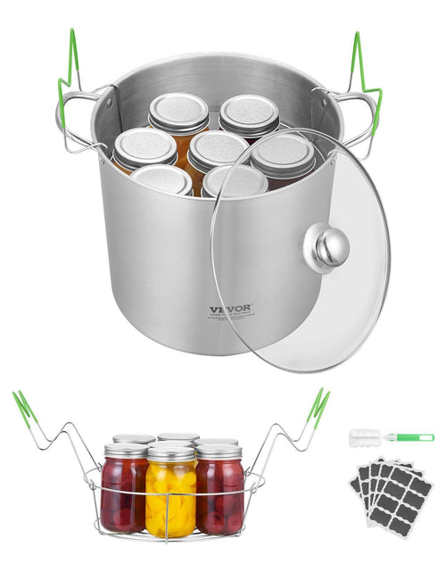 Load image into Gallery viewer, Canning Pot with Rack and Glass Lid 21 QT Stainless Steel Waterbath Canner
