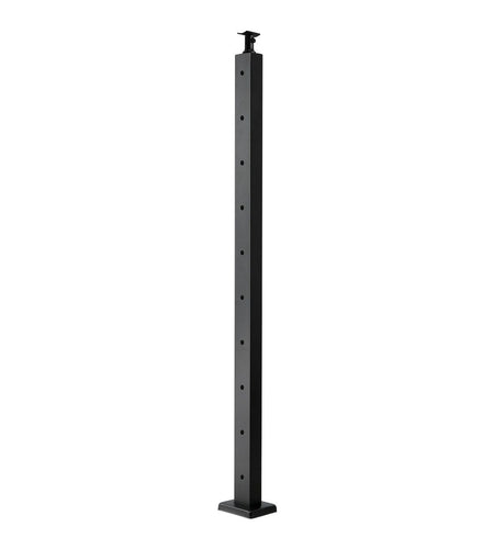 1-Pack Cable Railing Post, 36x2x2 In Horizontal-Hole Deck Railing Post with Pre-Drilled Holes, Stainless Steel Cable Rail Post with Horizontal and Curved Bracket, Black, 1JZLGZXHS9148RVYS001V0