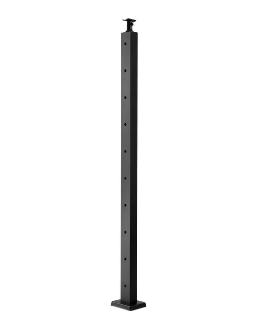 Load image into Gallery viewer, 1-Pack Cable Railing Post, 36x2x2 In Horizontal-Hole Deck Railing Post with Pre-Drilled Holes, Stainless Steel Cable Rail Post with Horizontal and Curved Bracket, Black, 1JZLGZXHS9148RVYS001V0
