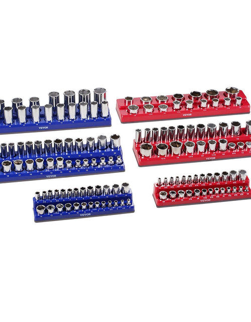 Load image into Gallery viewer, Magnetic Socket Organizer Set 6PCS Socket Trays Blue &amp; Red for Metric SAE
