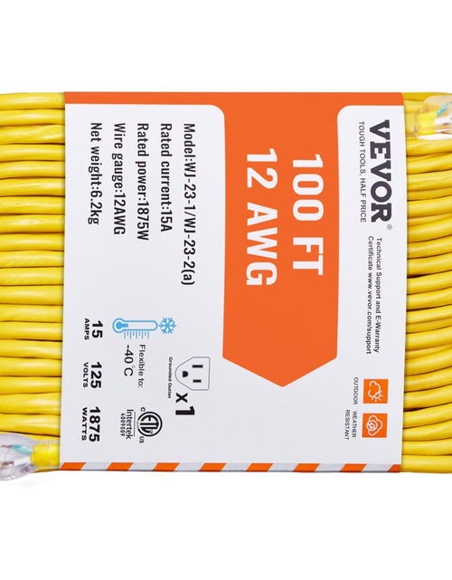 Load image into Gallery viewer, 100FT Heavy Duty Extension Cord 12AWG 15Amps 1875W 3 Prongs with Lighted End
