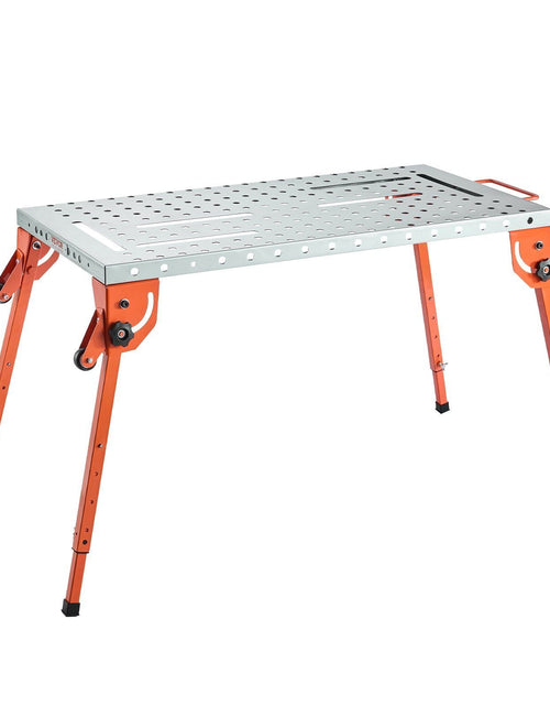 Load image into Gallery viewer, Welding Table 44" x 21" 500LBS Folding Workbench with 4-Level Adjustable Height
