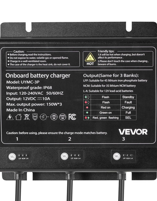 Load image into Gallery viewer, 3-Bank 10A 12V Smart Marine Battery Charger Onboard IP68 Waterproof Boat RV
