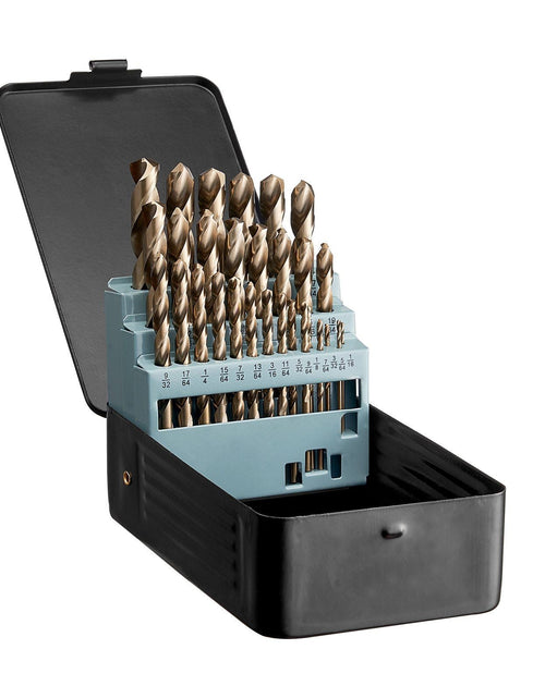 Load image into Gallery viewer, Cobalt Drill Bit Set 29 Pcs M35 High Speed Steel Cobalt Drill Bits Storage Case
