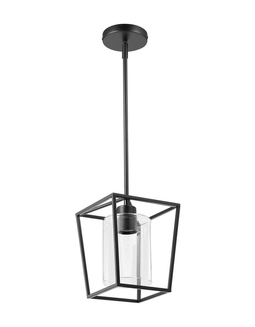 Load image into Gallery viewer, Black Pendant Light Iron Cage Metal Pendant Lighting with Glass Shade
