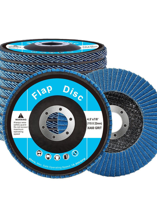 Load image into Gallery viewer, Flap Discs 4-1/2" x 7/8" Sanding Disc for Angle Grinder 60 Grit 10 Packs
