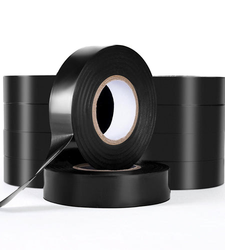 10 Rolls Electrical Tape PVC Insulating Tamp Adhesive Wire 3/4 in x 66 ft Black