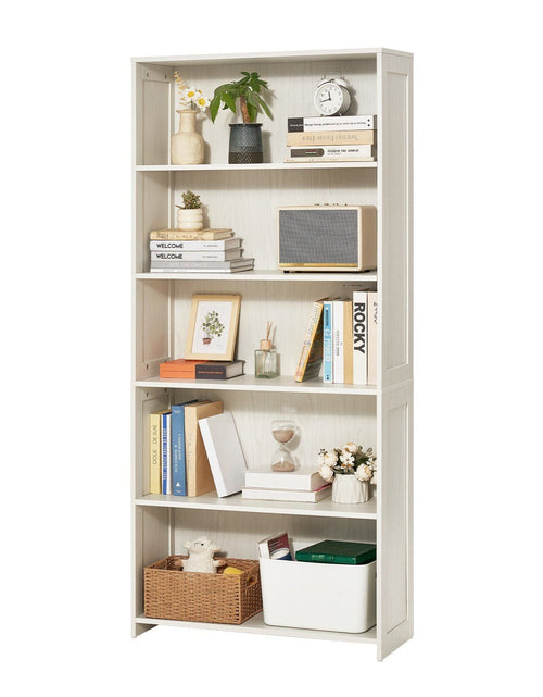 Load image into Gallery viewer, 5 Tiers Wide Bookshelf 68" Wooden Freestanding Open Bookcase Shelf White
