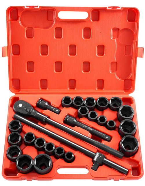 Load image into Gallery viewer, Impact Socket Set 3/4 Inches 27 Piece SAE 7/8 to 2 Inches and Metric 22 to 50 mm
