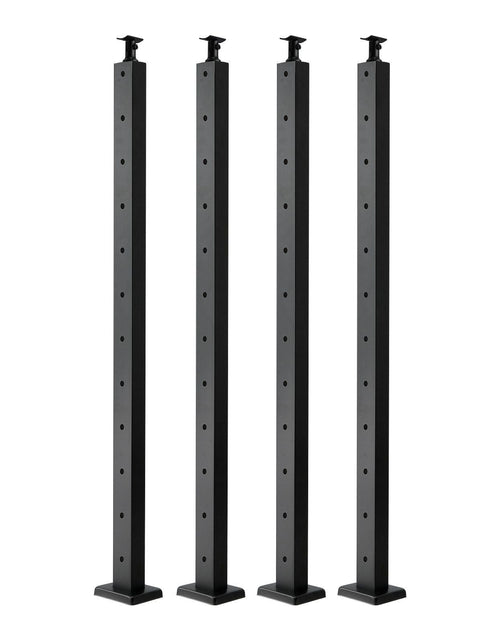 Load image into Gallery viewer, 4-Pack Cable Railing Post, 42x1x2 In Horizontal-Hole Deck Railing Post with Pre-Drilled Holes, Stainless Steel Cable Rail Post with Horizontal and Curved Bracket, Black, 4JZLGZXHS106REP67001V0
