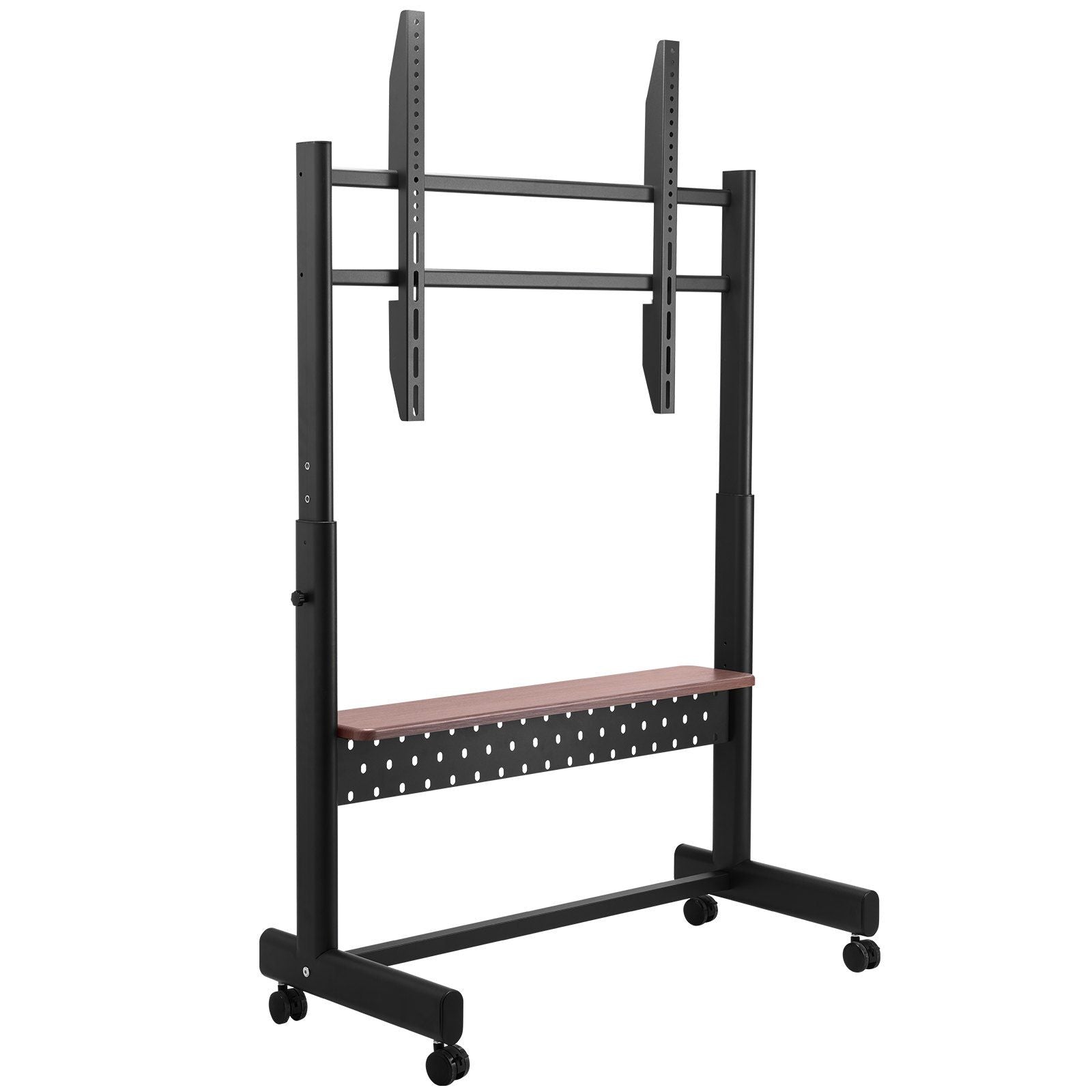 Heavy-Duty Mobile TV Stand for 55-100" Screens - Height Adjustable Cart with Media Tray, Supports 205lbs (Max VESA 800x600mm) for Large Flat & Curved TVs