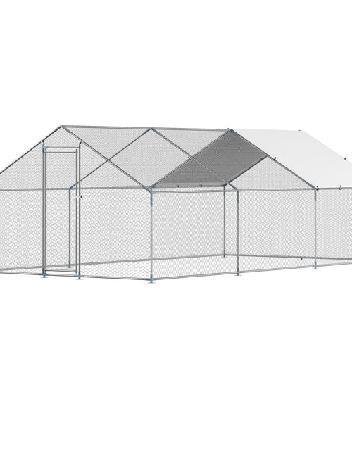 Load image into Gallery viewer, Metal Chicken Coop 9.8x19.6x6.5 ft Walk-in Chicken Run with Cover Spire Roof
