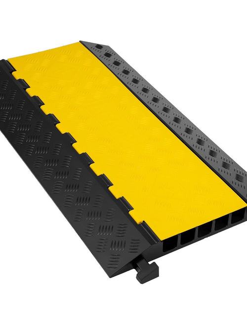Load image into Gallery viewer, 5 Channel Cable Protectors Extreme Rubber Cable Ramps Heavy Duty Protective Cable Wire Cord Ramp Driveway Rubber Traffic Speed Bumps Cable Protector (5-Channel, 1Pack-18000Lb)
