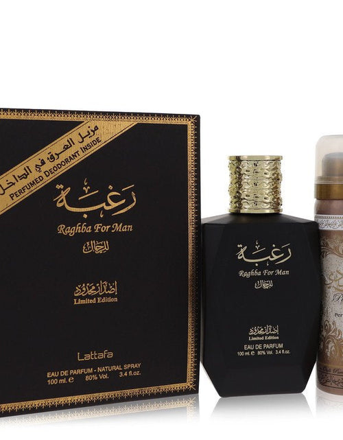 Load image into Gallery viewer, Lattafa Raghba Man by Lattafa Eau De Parfum Spray plus 1.7 oz Deodorant Spray
