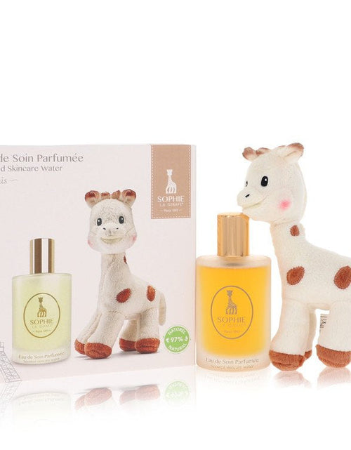 Load image into Gallery viewer, Sophie La Girafe Eau De Soin Parfumee by Sophie La Girafe Gift Set - 3.4 oz Scented Skincare Water (Alcohol-Free) + 1 Sophie La Girafe Soft Toy
