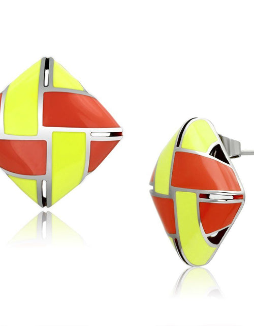 Load image into Gallery viewer, TK897 - High polished (no plating) Stainless Steel Earrings with Epoxy in Multi Color
