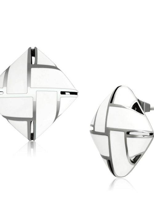 Load image into Gallery viewer, TK896 - High polished (no plating) Stainless Steel Earrings with Epoxy in White
