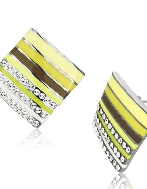 Load image into Gallery viewer, TK909 - High polished (no plating) Stainless Steel Earrings with Top Grade Crystal in Clear
