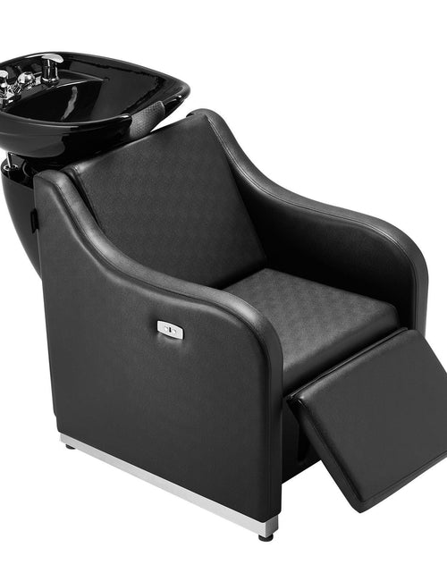 Load image into Gallery viewer, Shampoo Backwash Chair, 661.4LBS Loading Barbershop Hair Washing Station with Electric Adjustable Footrest &amp; Ceramic Bowl, Backwash Salon Shampoo Chair, Beauty Spa Hairdressing Massage Equipment
