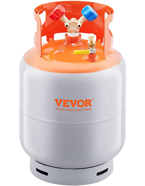 Load image into Gallery viewer, Refrigerant Recovery Tank, 50 LBS Capacity, 400 psi Portable Cylinder Tank with Y-Valve for Liquid/Vapor, High-sealing Recovery Can for R22/R134A/R410A, Orange+Gray
