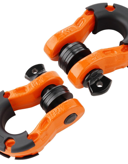 Load image into Gallery viewer, 3/4" D-Ring Shackle, 2 Pack Alloy Steel Shackles 66139 lbs (30 Ton) Break Strength with 7/8" Screw Pin, Isolators &amp; Washers, Heavy Duty Off Road Vehicle Recovery Shackle for Jeep Truck, Orange
