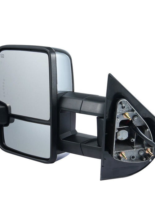 Load image into Gallery viewer, Towing Mirrors Fit for 2008-2014 Chevy Silverado GMC Sierra Power Heated LED Arrow Signal Light Side View Mirror Pair Manual Controlling Telescoping Folding, Silver

