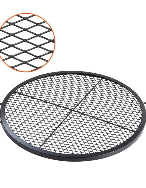 Load image into Gallery viewer, X-Marks Fire Pit Grill Grate, Round Cooking Grate, Heavy Duty Steel Campfire BBQ Grill Grid with Handle and Support X Wire, Portable Camping Cookware for Outside Party &amp; Gathering, 30 Inch Black
