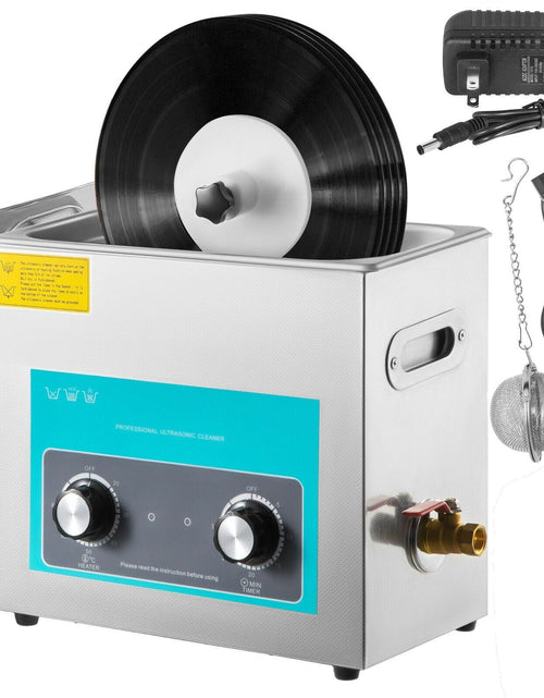 Load image into Gallery viewer, Ultrasonic Vinyl Record Cleaner 6L 40kHz Vinyl Ultrasonic Cleaning Machine Knob Control Record Ultrasonic Cleaner 4 Records Vinyl Sonic Cleaner Stainless Steel Tank w/Mechanical Heater &amp; Timer
