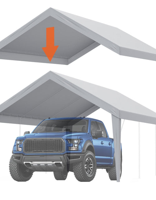 Load image into Gallery viewer, Carport Replacement Canopy Cover 13 x 20 ft, Garage Top Tent Shelter Tarp Heavy-Duty Waterproof &amp; UV Protected, Easy Installation with Ball Bungees,Grey (Only Top Cover, Frame Not Include)
