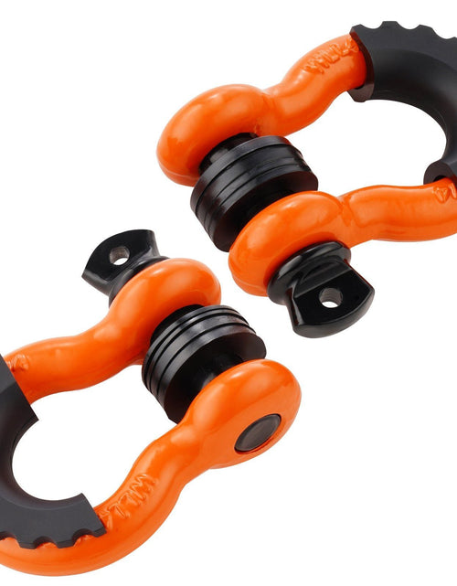 Load image into Gallery viewer, 3/4" D-Ring Shackle, 2 Pack Alloy Steel Shackles 62832 lbs (28.5 Ton) Break Strength with 7/8" Screw Pin, Isolators &amp; Washers, Heavy Duty Off Road Vehicle Recovery Shackle for Jeep Truck, Orange
