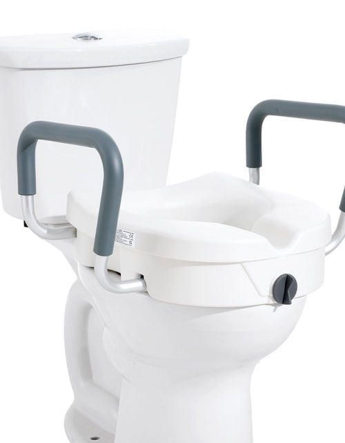 Load image into Gallery viewer, Raised Toilet Seat, 5" Height Raised, 350 lbs Weight Capacity, for Round and Elongated Toilet, Twist Lock Installation,19.1" - 21.7" Adjustable Width, for Elderly, Handicap, Patient, Pregnant, M
