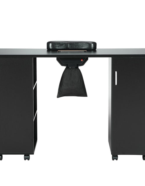 Load image into Gallery viewer, Manicure Table, Nail Table Station with Electric Dust Collector, Moveable Nail Tech Desk with 8 Wheels (4 Lockable), 3 Dust Bag &amp; Wrist Rest, MDF Nail Art Workstation for Spa Beauty Salon, Black
