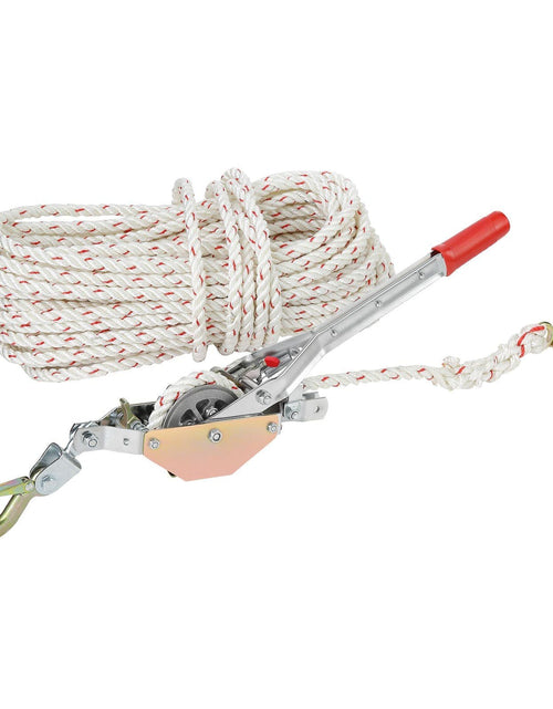 Load image into Gallery viewer, Rope Puller, 3/4 Ton (1,653 lbs) Pulling Capacity, with 100' of 0.6" dia. Rope, 2 Hook, Come Along Winch, Heavy Duty Ratchet Power Puller Tool for Moving Boats, Securing Items, Transporting Logs
