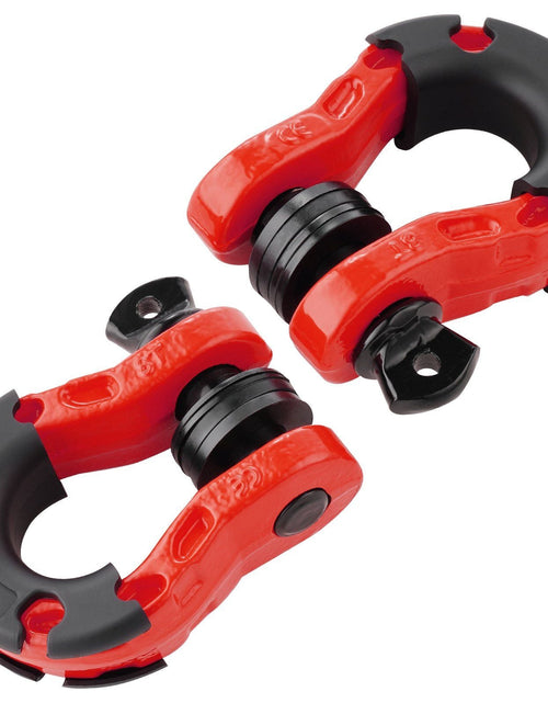 Load image into Gallery viewer, 3/4" D-Ring Shackle, 2 Pack Alloy Steel Shackles 66139 lbs (30 Ton) Break Strength with 7/8" Screw Pin, Isolators &amp; Washers, Heavy Duty Off Road Vehicle Recovery Shackle for Jeep Truck, Red

