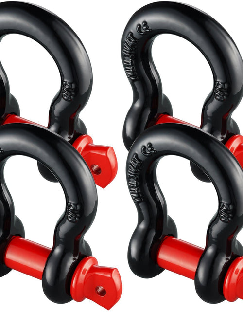 Load image into Gallery viewer, 5/8" D-Ring Shackle, 4 Pack Alloy Steel Shackles 28660 lbs (13 Ton) Break Strength with 3/4" Screw Pin, Heavy Duty Off Road Vehicle Recovery Shackle, Towing Accessories for Jeep Truck, Black
