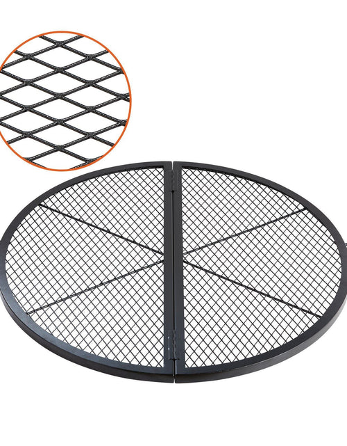 Load image into Gallery viewer, X-Marks Fire Pit Grill Grate, Foldable Round Cooking Grate, Heavy Duty Steel Campfire BBQ Grill Grid with Handle and Support X Wire, Portable Camping Cookware for Outside Party, 36 Inch Black

