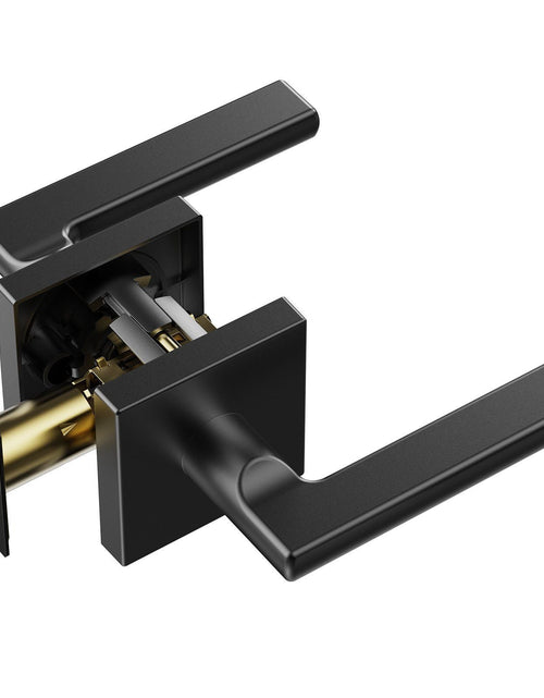Load image into Gallery viewer, Passage Door Handle, 1 Pack Matte Black Door Lever, Left or Right Handing Reversible Lever Non-Locking, 45° Rotation to Open, Square Interior Door Handles for Hallways, Closets, Meeting Spaces
