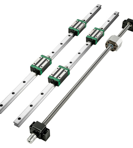 Linear Guide Rail, 2PCS HGR20-1000mm Linear Slide Rail + 1Pcs RM1605-1000mm Ballscrew with BF12/BK12 Kit, Coupling, Slide Blocks Linear Guide Rail Set for DIY CNC Routers Lathes Mills