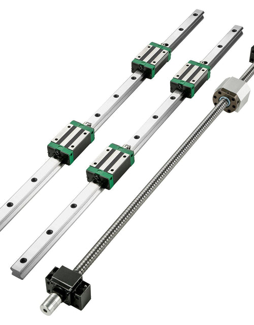 Load image into Gallery viewer, Linear Guide Rail, 2PCS HGR20-1000mm Linear Slide Rail + 1Pcs RM1605-1000mm Ballscrew with BF12/BK12 Kit, Coupling, Slide Blocks Linear Guide Rail Set for DIY CNC Routers Lathes Mills
