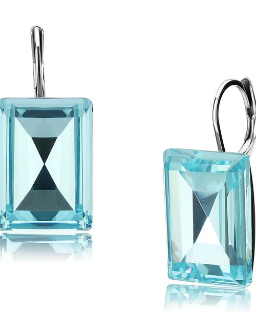 Load image into Gallery viewer, TK3649 - High polished (no plating) Stainless Steel Earrings with Top Grade Crystal in Sea Blue
