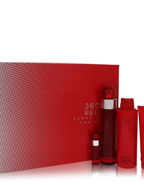 Load image into Gallery viewer, Perry Ellis 360 Red by Perry Ellis Gift Set - 3.4 oz Eau De Toilette Spray + .25 oz Mini EDT Spray + 6 oz Body Spray + 3 oz Shower Gel
