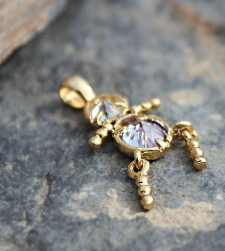 LOA1381 - Gold Plating Brass Pendant with AAA CZ in Light Amethyst