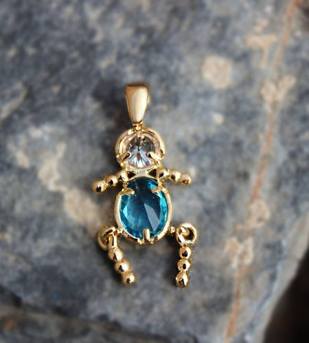 LOA1382 - Gold Plating Brass Pendant with AAA CZ in Aquamarine