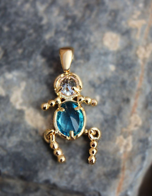 Load image into Gallery viewer, LOA1382 - Gold Plating Brass Pendant with AAA CZ in Aquamarine
