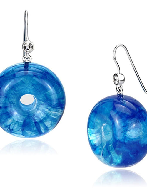 Load image into Gallery viewer, VL069 - IP rhodium (PVD) Brass Earrings with Synthetic Synthetic Stone in Blue Topaz
